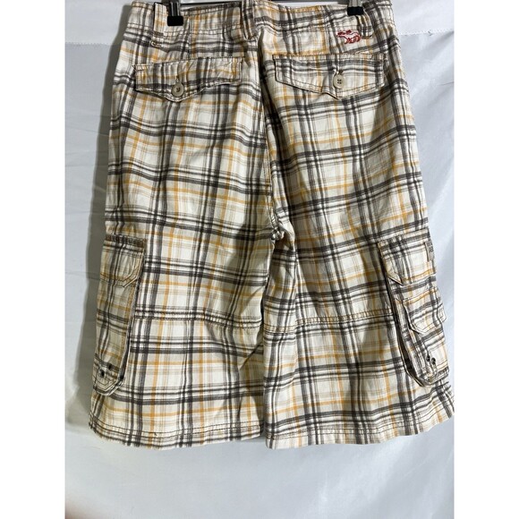 Abercrombie & Fitch Shorts Men's 30 Brown & Yellow Plaid Bermuda Drawstring Logo - Picture 9 of 9